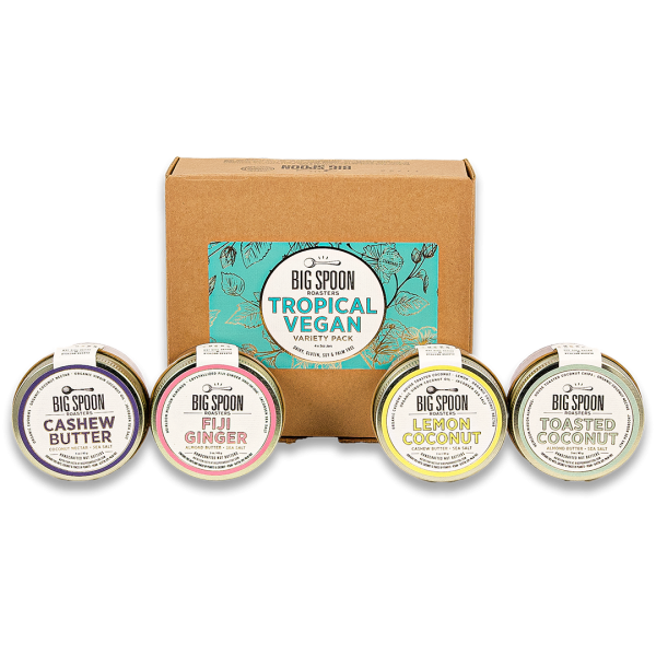 Mini 3oz Tropical Vegan Variety Pack - Cashew Butter, Fiji Ginger, Lemon Cookie, Toasted Coconut